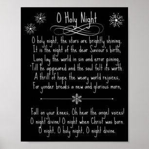Póster Noche Santa Letra de Música de Villancico de Navid