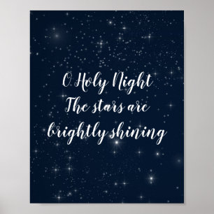 Póster Noche Santa Letra de Navidad Elegante Fiesta