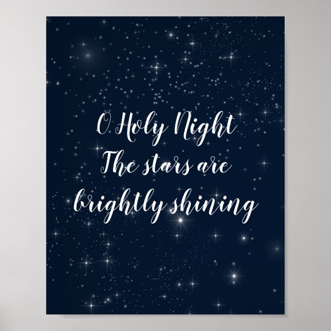 Póster Noche Santa Letra de Navidad Elegante Fiesta (Frente)