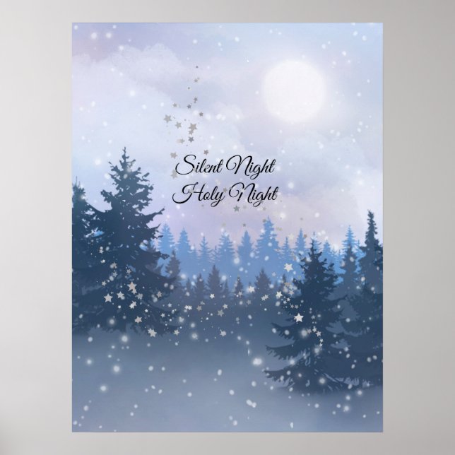 Póster Noche Santa Noche Mágica Ilustracion de invierno (Frente)