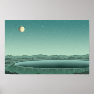 Póster Noche silenciosa iluminada por la luna. Junto a un