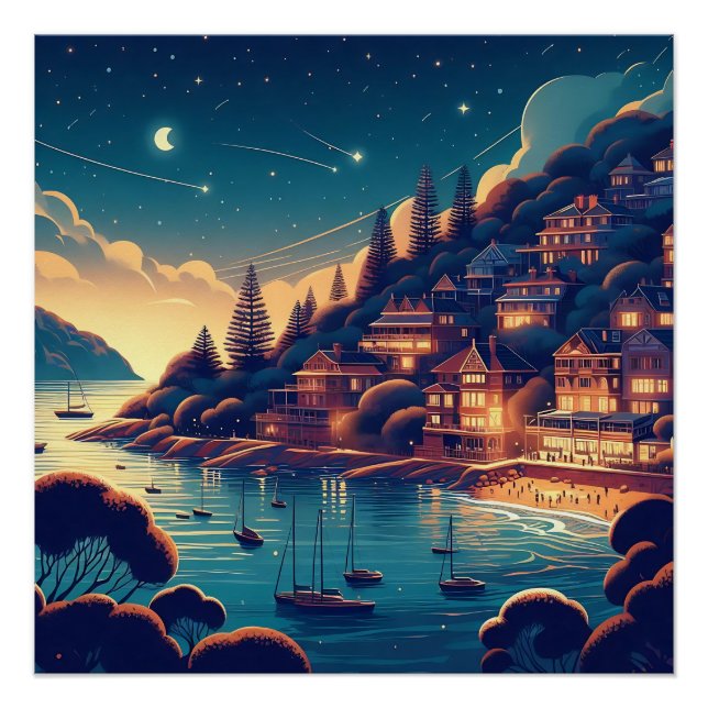 Póster Noche soñadora en la costa (Anverso)