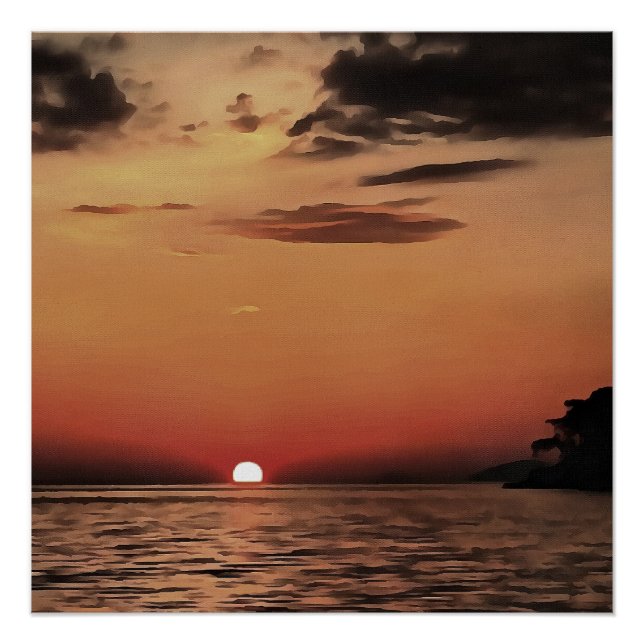 Póster Noche Sorprendente En Atardecer Artístico De Akyak (Anverso)