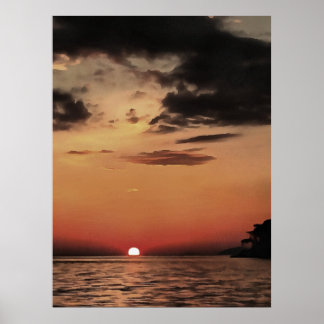 Póster Noche Sorprendente En Atardecer Artístico De Akyak