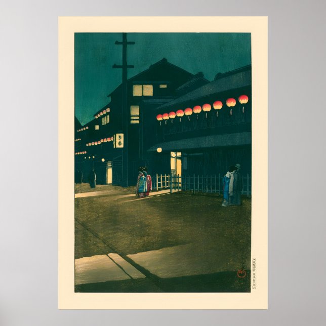 Póster Noche Souemoncho por Kawase Hasui (Frente)
