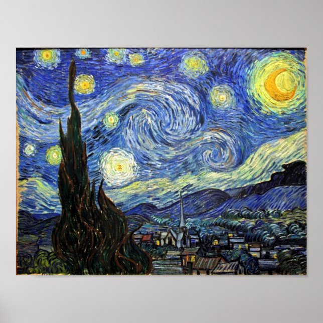 Póster Noche Starry De Vincent Van Gogh 1889 (Frente)