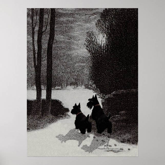 Póster Noche surrealista de invierno en Escocia (Frente)