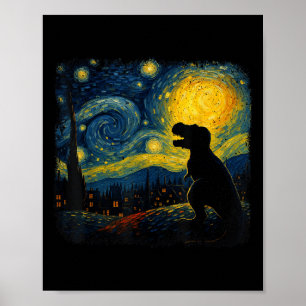 Póster Noche T Rex Starry Van Gogh Dinosaus Regalos Hombr