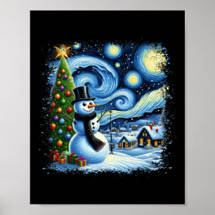 Póster Noche Van Gogh Starry Navidades Snowman Nigh