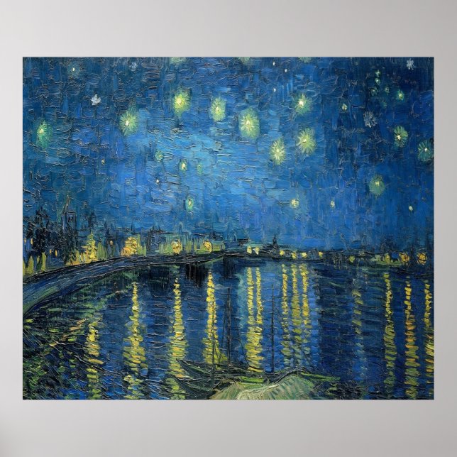 Póster Noche Van Gogh Starry sobre el Ródano (Frente)