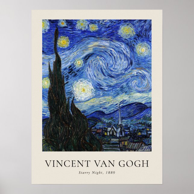 Póster Noche Vincent Van Gogh Starry (Frente)