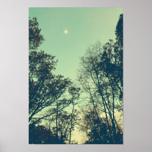 Póster Noche vintage de luna