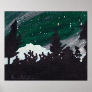 Póster Noche Windy Evergreen: Imprimir
