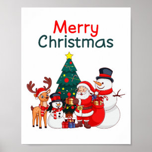 Póster Nochebuena de reno de Santa Snowman