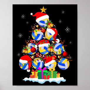 Póster Nochebuena de voleibol de navidad Santa Hat Funny
