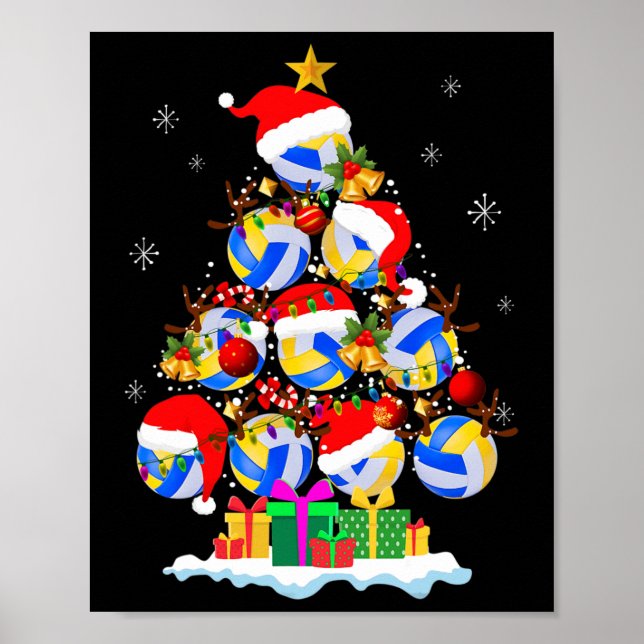 Póster Nochebuena de voleibol de navidad Santa Hat Funny  (Frente)