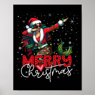Póster Nochebuena divertida sirvienta Santa Claus Merry C