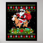 Póster Nochebuena estilo suéter Santa Riding Christma<br><div class="desc">Navidades de cabras de Santa Riding con estilo de suéter navideño</div>