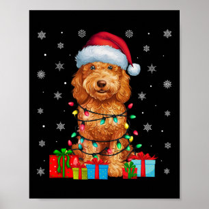 Póster Nochebuena fea Santa Hat Goldendoodle Doodle Chris