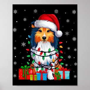 Póster Nochebuena fea Santa Hat Shetland Sheepdog C