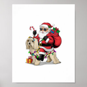 Póster Nochebuena hayanesa iluminando a Santa Riding Perr
