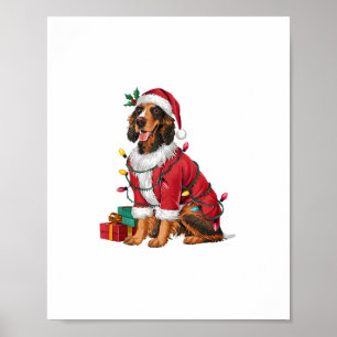 Póster Nochebuena irlandesa iluminando a perro de los ase