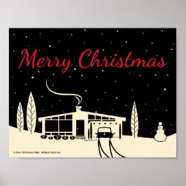 Póster Nochebuena navideña de mediados de siglo - negro