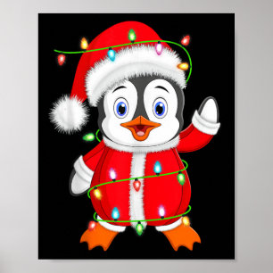 Póster Nochebuena pingüino iluminando el pingüino Cristo