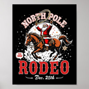Póster Nochebuena vintage Polo Norte Rodeo divertida Sant