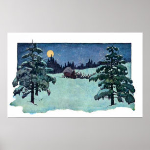 Póster Nochebuena vintage Santa Claus