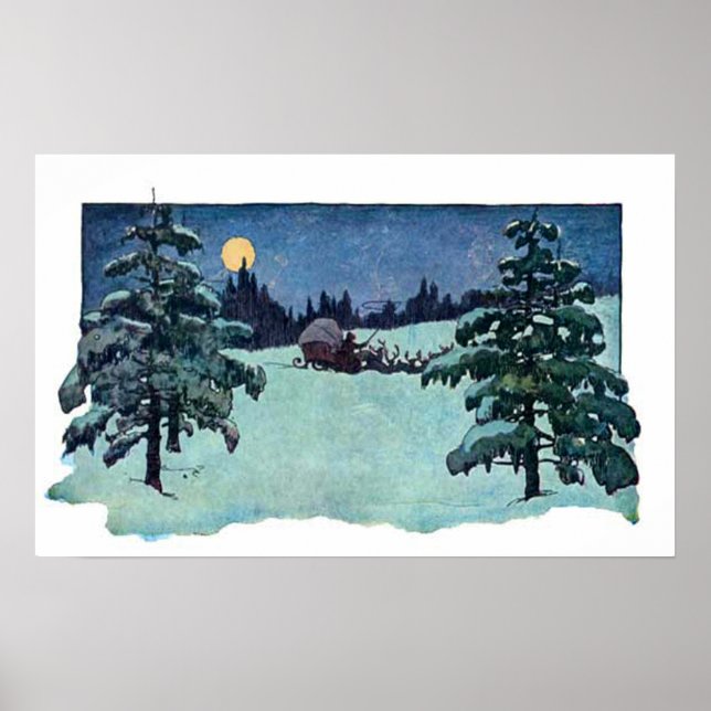 Póster Nochebuena vintage Santa Claus (Frente)