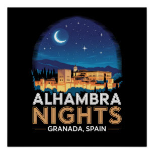 Póster Noches de la Alhambra - Granada España Viaje Arte