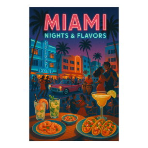 Póster Noches de Miami - Comida y vibraciones