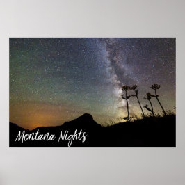 Póster Noches de Montana con las montañas y flores de la