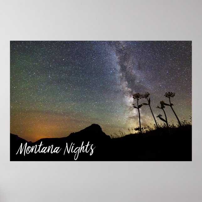 Póster Noches de Montana con las montañas y flores de la  (Frente)