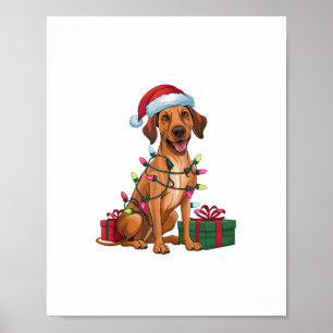 Póster Noches iluminando Santa Hat Thai Ridgeback Dog Nav