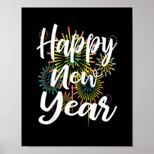 Póster Nochevieja Feliz Año Nuevo 2023, regalo, fuegos ar