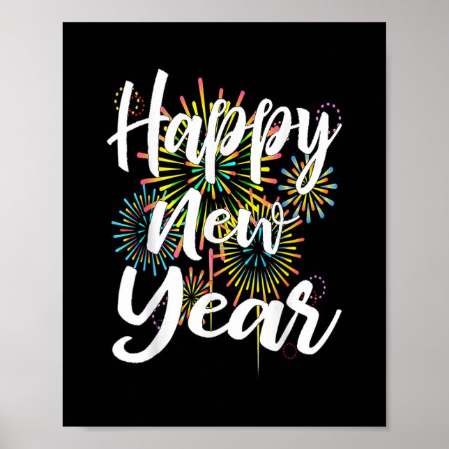 Póster Nochevieja Feliz Año Nuevo 2023, regalo, fuegos ar (Frente)