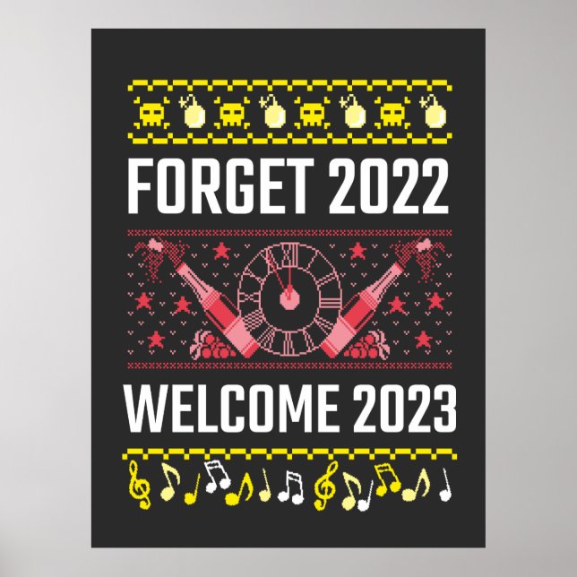 Póster Nochevieja olvida 2022 Bienvenida a camisetas 2023 (Frente)