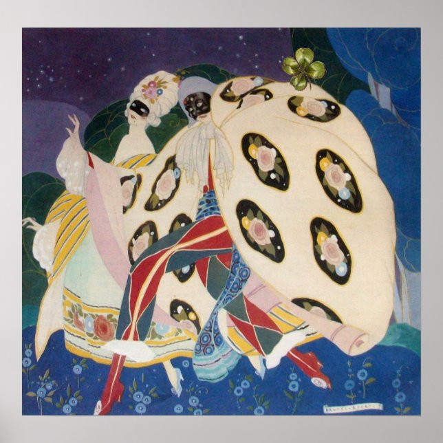 Póster NOCTURNA CON MÁSCARAS / Mascarada veneciana Art Dé (Frente)