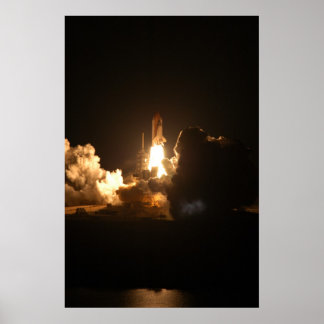Póster Nocturna de la nave espacial espacial transporta e