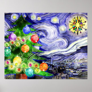 Póster Nocturna Estelar Árbol de Navidad