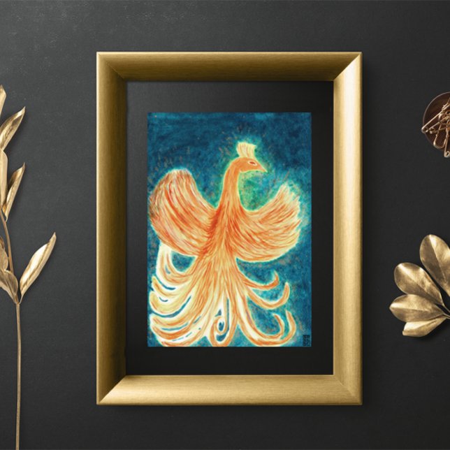 Póster Nocturna Starry Blue Rising Phoenix Watercolor (Subido por el creador)