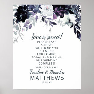 Póster Nocturnal Floral Love es Sweet Tret Boda Rótulo