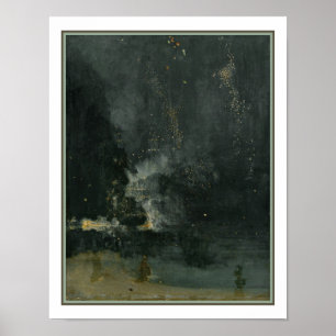 Póster Nocturne en negro y oro: El cohete en caída