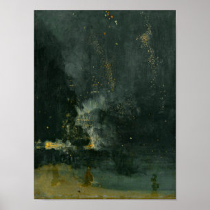 Póster Nocturne en negro y oro - La caída del cohete