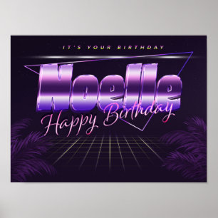 Póster Noelle Name Vorname lila retro Poster Geburtstag
