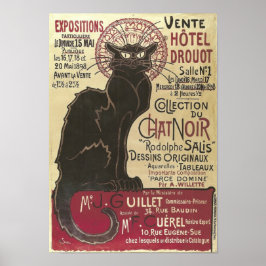 Póster Noir de chat vintage, Vente Hôtel Drouot Steinlen
