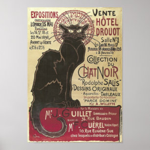 Póster Noir de chat vintage, Vente Hôtel Drouot Steinlen