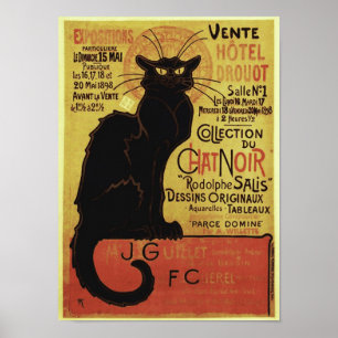 Póster Noir de chat vintage, Vente Hôtel Drouot Steinlen